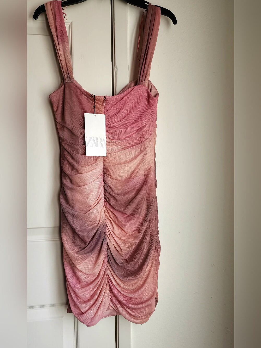 NWT ZARA Ruched Pink Ombre Sleeveless Dress - Picture 5 of 5